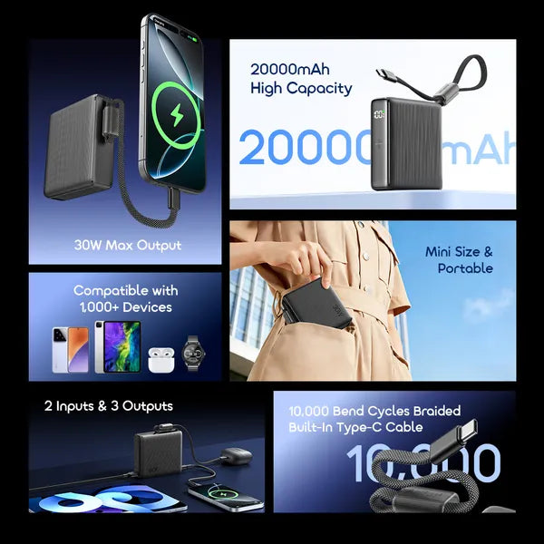 ORAIMO 20000mAh 30w Powerbank - PowerNova L21- Black OPB-7203C-BK