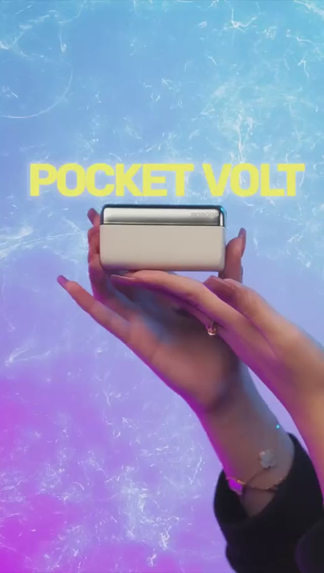 Pocket Volt Power Bank 5000mAh 22.5W Fast Charging Built-in Type-C Cable – White & Black - Porodo-9