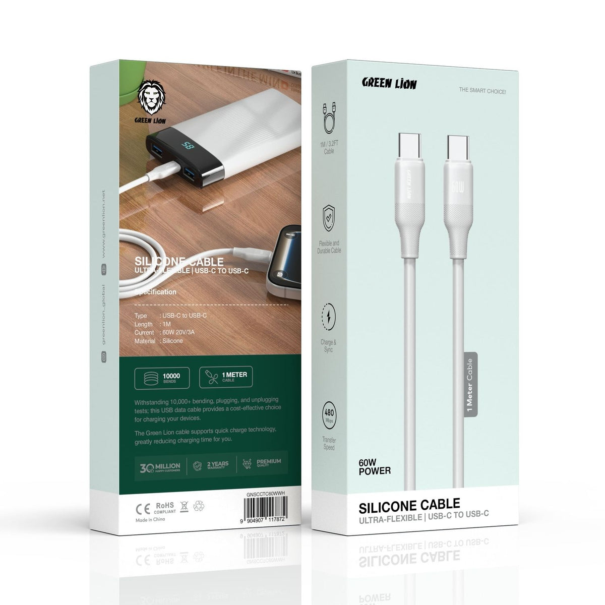 Green Lion 60W Silicone Cable USB-C To USB-C 1M-6