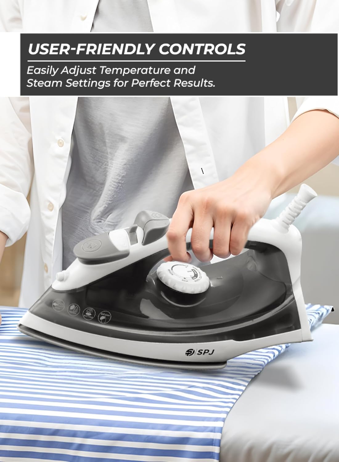 Spj 1200w Steam Iron With Nano Soleplate Powerful Steam Vertical Steam Auto Shut-Off Self-Clean Anti-Drip Spj-Six-Blas04