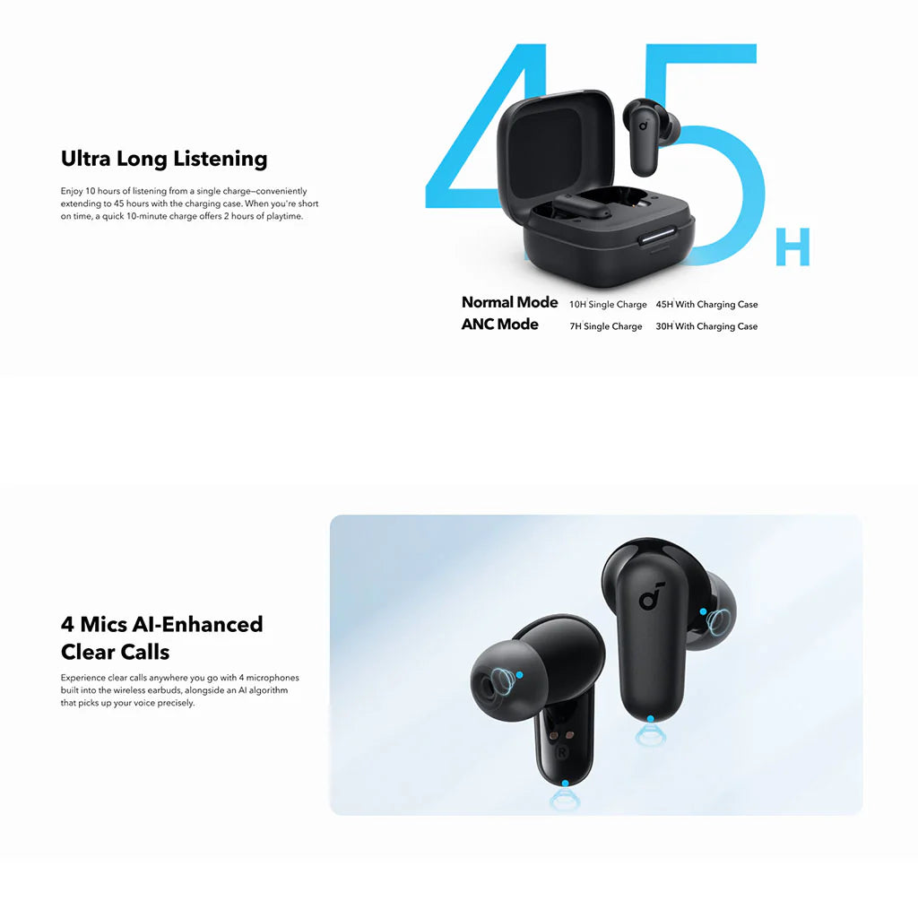 Soundcore R50i NC Wireless Earbuds – Adaptive ANC, AI Clear Calls, IP54