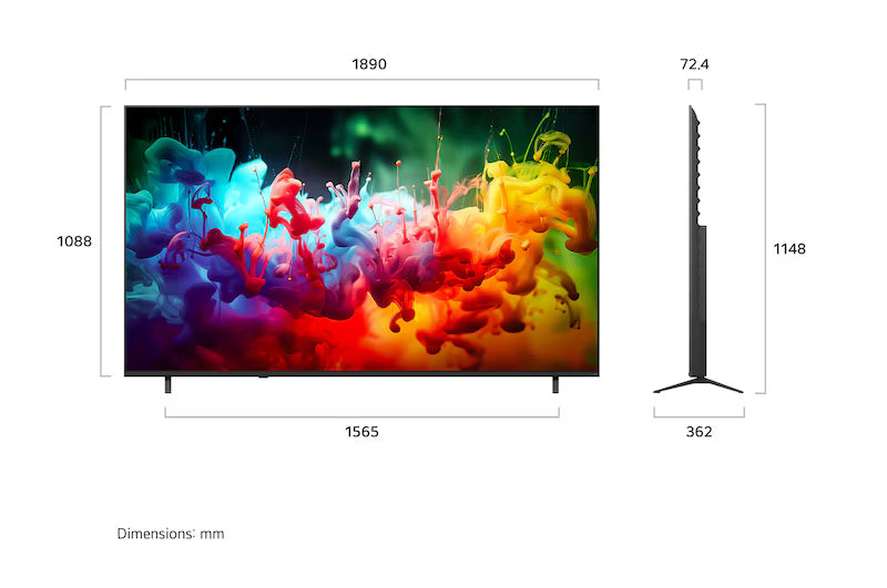 85 inch LG Qned AI Mini LED 4K Smart TV  Multi AI webOS 2026 85QNED72B6T