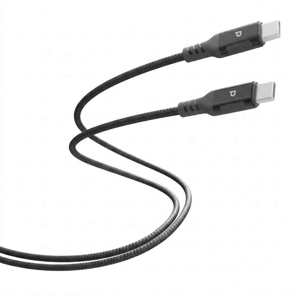 Powerology كابل USB-C إلى USB-C V3.1 5G معدني بغطاء نايلون مضفر 100W بطول 2 متر