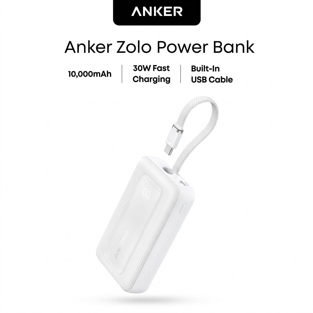 أنكر زولو PB 10000mAh 30W أبيض - A110LH13